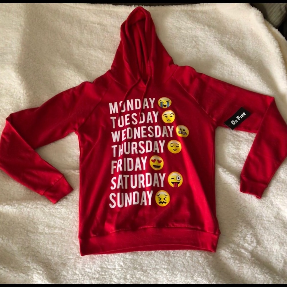 Red emoji hooded pullover